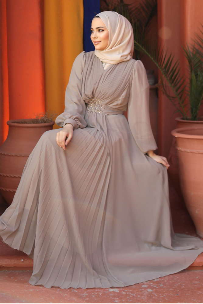 Mink Modest Wedding Dress 4448V - 1