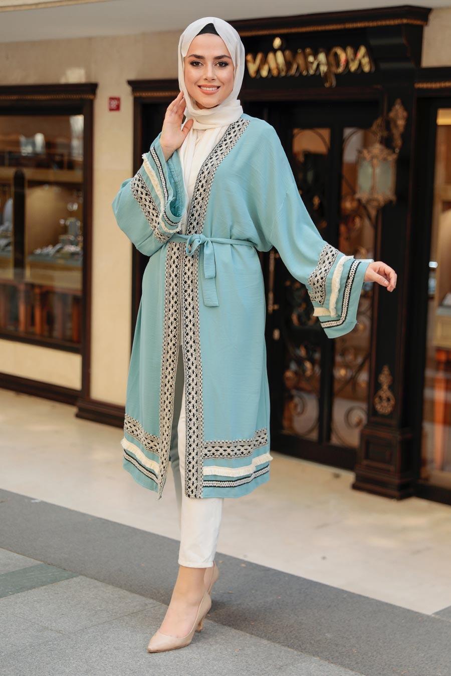 Mint Blue Hijab Kimono 10455MINTM