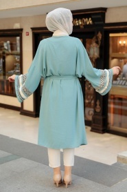 Mint Blue Hijab Kimono 10455MINTM - Thumbnail