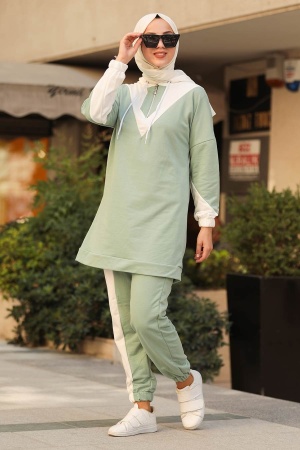 Mint Hijab Casual Suit 40276MINT - 1