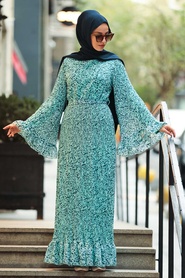 Mint Hijab Dress 23810MINT - Thumbnail