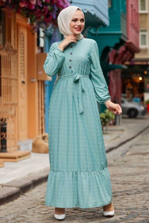 Mint Hijab Dress 3734MINT - 1