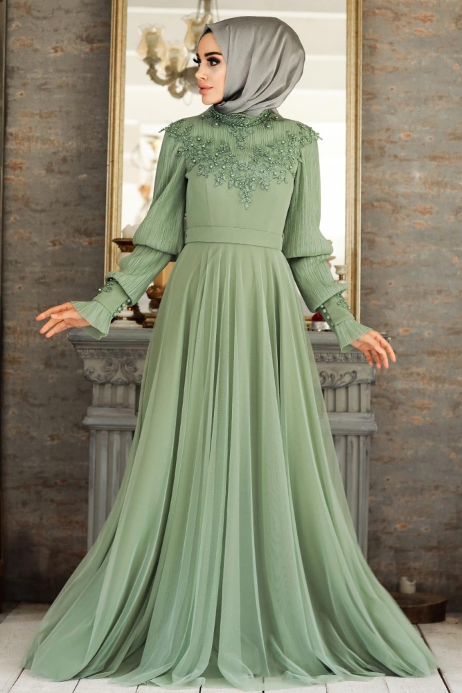 Neva Style - Modern Mint Islamic Clothing Prom Dress 21780MINT - 1