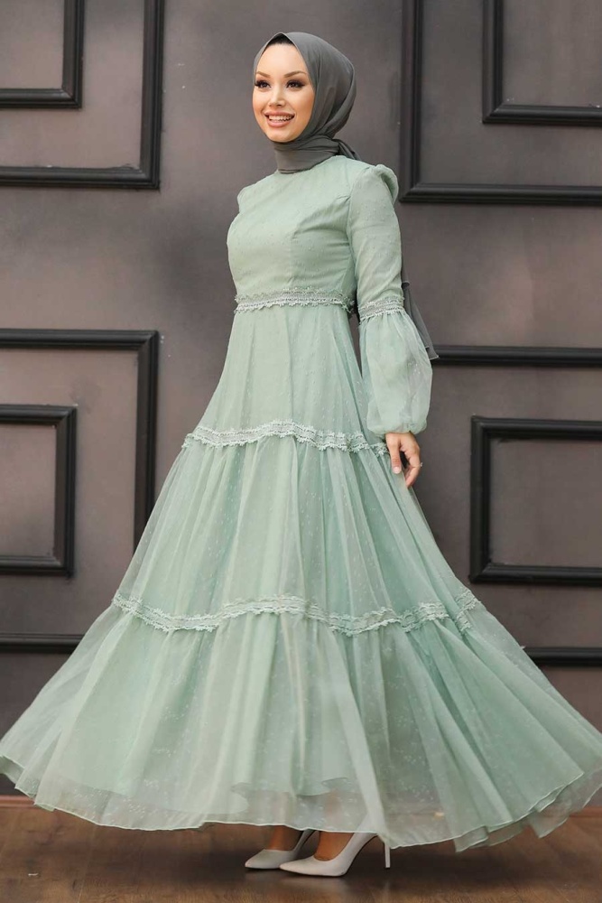 Neva Style - Modern Mint Islamic Evening Gown 2335MINT - 1