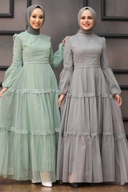 Neva Style - Modern Mint Islamic Evening Gown 2335MINT - Thumbnail