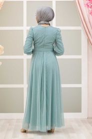 Mint Hijab Evening Dress 30170MINT - Thumbnail