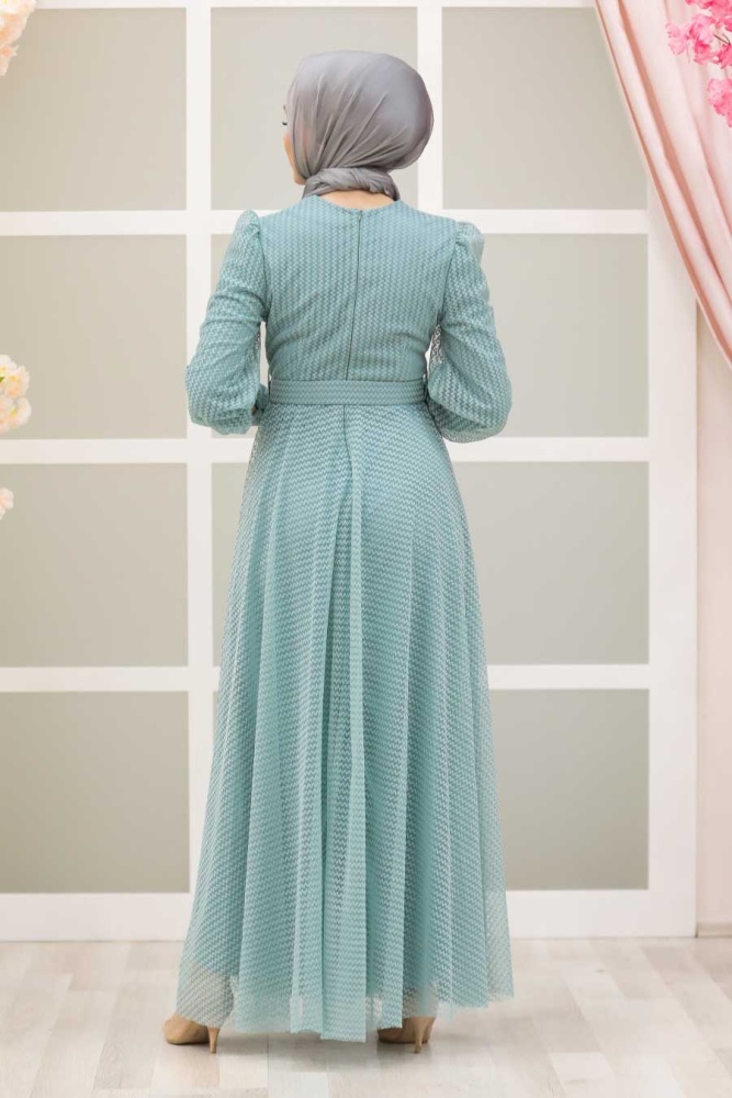 Mint Hijab Evening Dress 30170MINT - 3