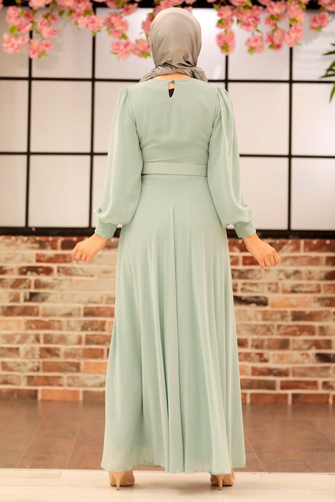 Neva Style - Mint Turkish Hijab Engagement Dress 3060MINT - 3