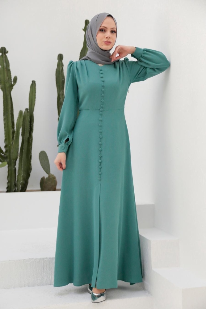 Neva Style - Long Sleeve Mint Islamic Dress 3309MINT - 1