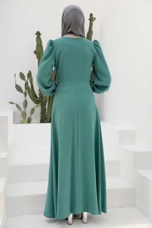 Neva Style - Long Sleeve Mint Islamic Dress 3309MINT - 2