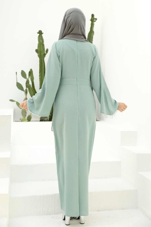 Neva Style -Stylish Mint Muslim Wedding Gown 33150MINT - 2