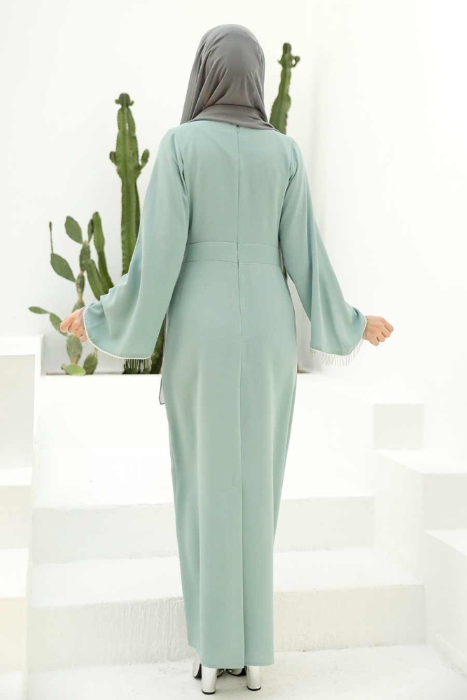 Neva Style -Stylish Mint Muslim Wedding Gown 33150MINT - 2