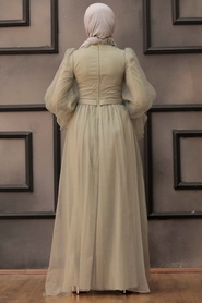 Mint Hijab Evening Dress 40420MINT - Thumbnail