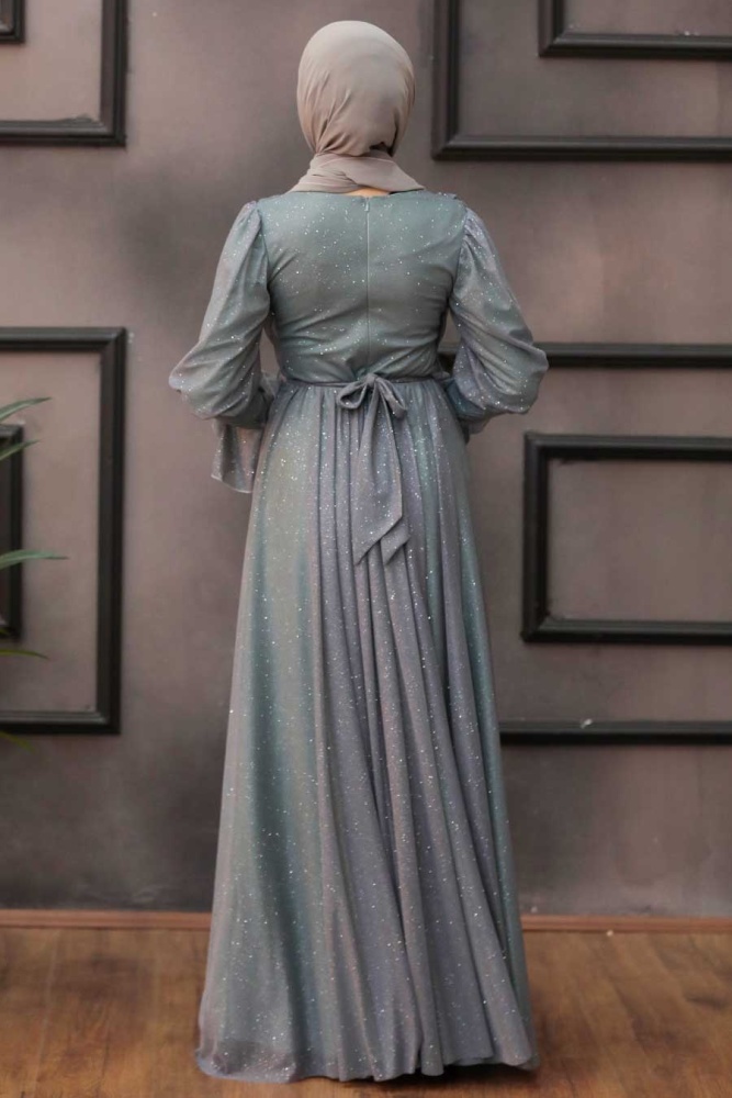 Neva Style - Mint Turkish Hijab Bridesmaid Dress 5367MINT - 3