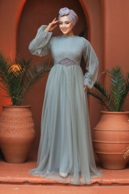 Neva Style - Stylish Mint Modest Evening Gown 54230MINT - Thumbnail