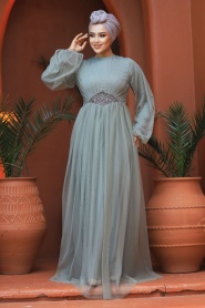 Neva Style - Stylish Mint Modest Evening Gown 54230MINT - Thumbnail