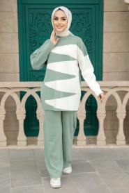 Mint Hijab Knitwear Double Suit 25401MINT - Thumbnail