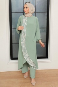 Mint Hijab Suit Dress 7686MINT - Thumbnail