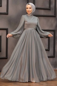 Neva Style - Elegant Mint Islamic Clothing Evening Gown 5215MINT - Thumbnail
