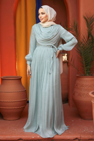 Mint Modest Prom Dress 44591MINT - 2