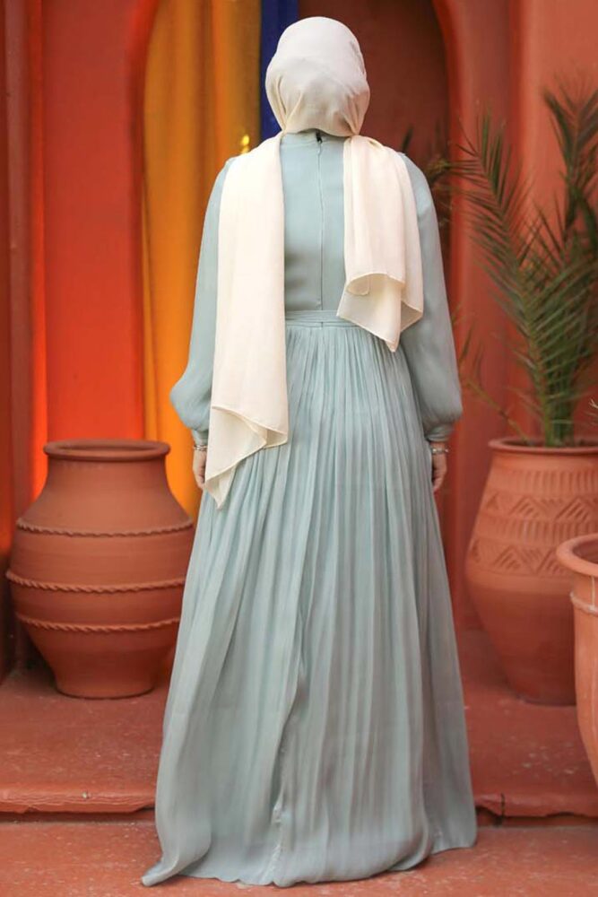 Mint Modest Prom Dress 44591MINT - 4