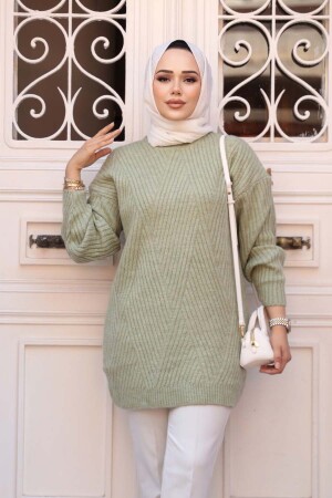 Mint Tesettür Triko Kazak Tunik 7852MINT - 3