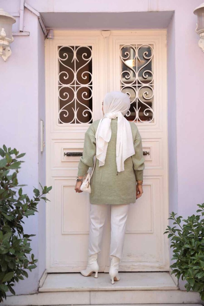 Mint Tesettür Triko Kazak Tunik 7852MINT - 4