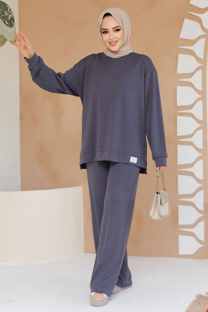 Modal Kumaş Füme Tesettür İkili Takım 30187FU - 1