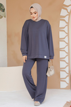 Modal Kumaş Füme Tesettür İkili Takım 30187FU - 3