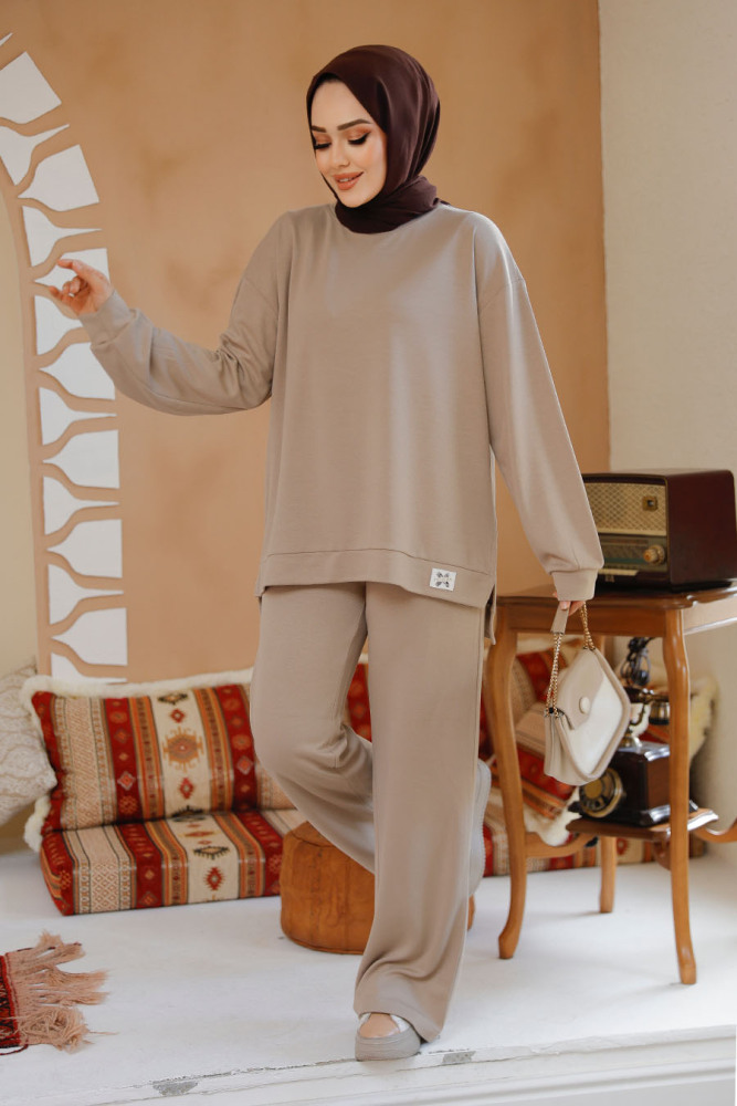 Modal Kumaş Vizon Tesettür İkili Takım 30187V - 2