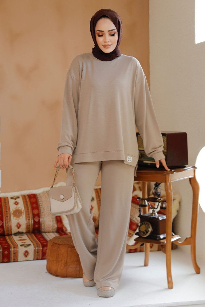 Modal Kumaş Vizon Tesettür İkili Takım 30187V - 3