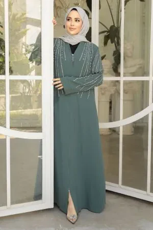 Modest Almond Green Abaya For Women 29111CY 