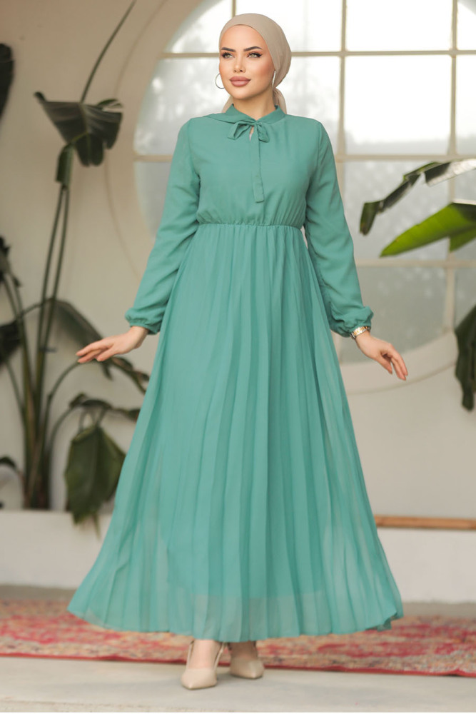 Modest Almond Green Chiffon Maxi Dresses 50351CY - 1