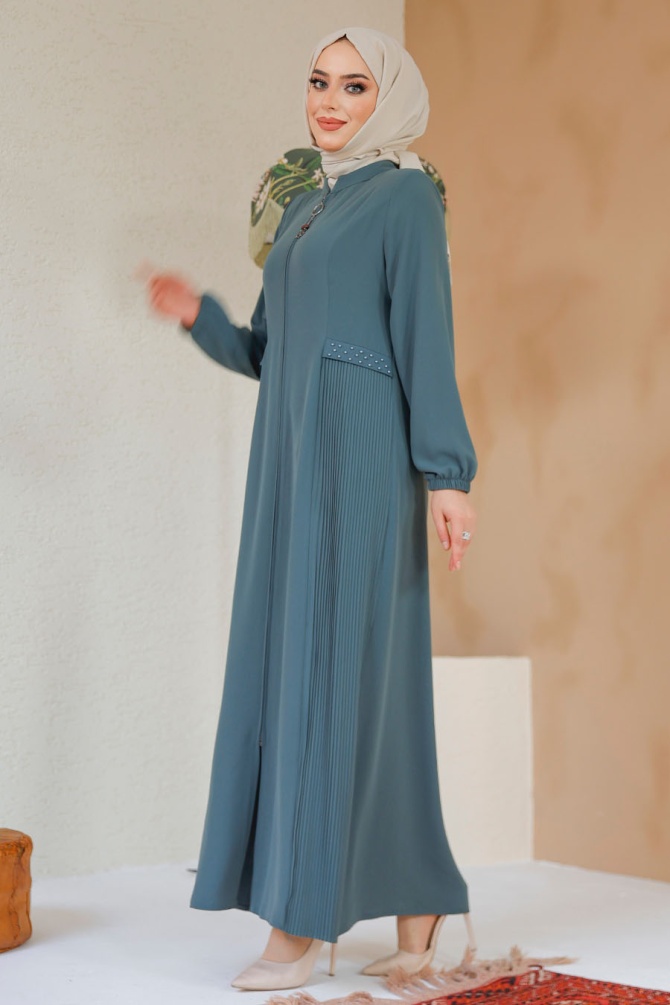 Modest Almond Green Dubai Abaya 45289CY - 2