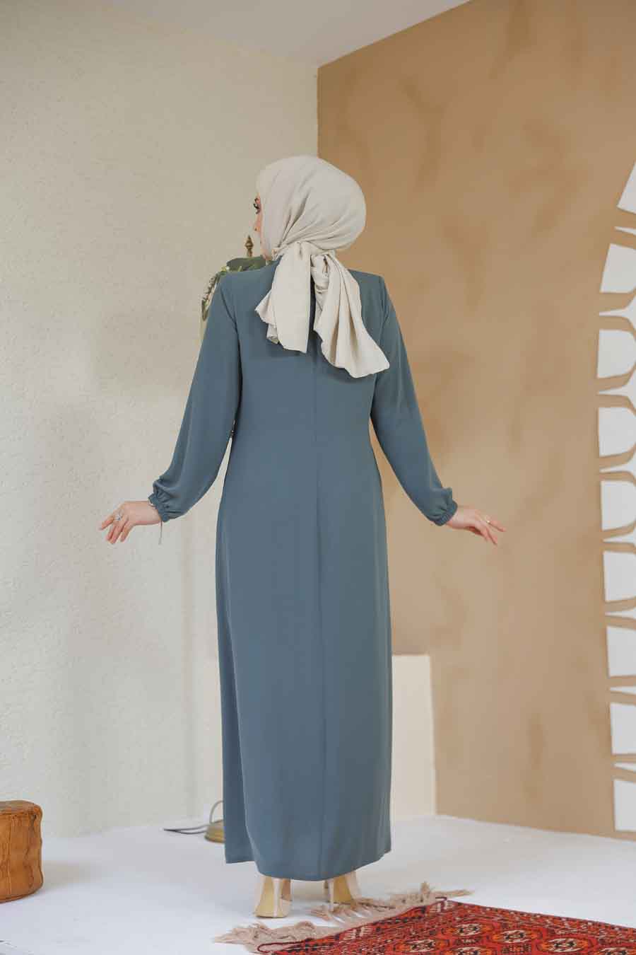 Modest Almond Green Dubai Abaya 45289CY - 3