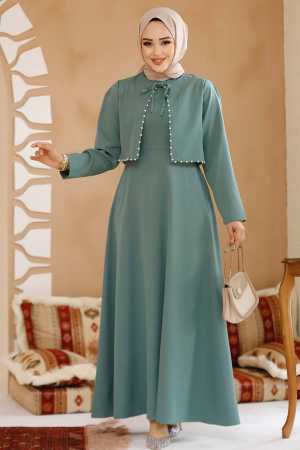 Modest Almond Green Eid Dress 61462CY - 2