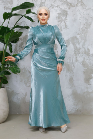 Modest Almond Green Evening Long Dress 50481CY - 2