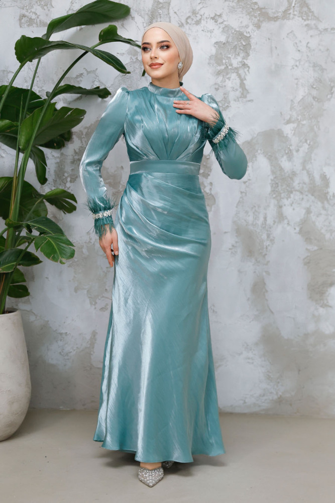 Modest Almond Green Evening Long Dress 50481CY - 3