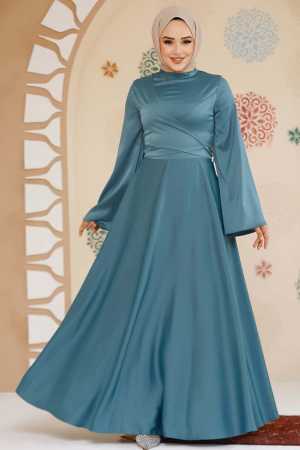 Modest Almond Green Evening Long Sleeve Dress 6157CY - 1