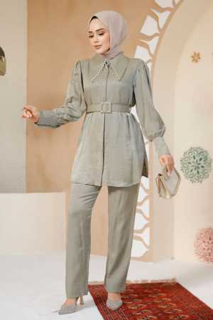 Modest Almond Green Plus Size Dual Suit 2846CY - 1