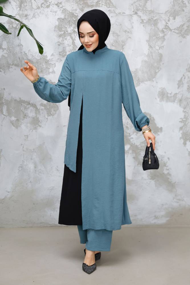 Modest Almond Green Plus Size Dual Suit 65881CY - 1