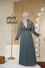 Modest Almond Green Plus Size Dubai Abaya 25402CY - 4