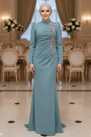 Modest Almond Green Prom Dress 4964CY - 1