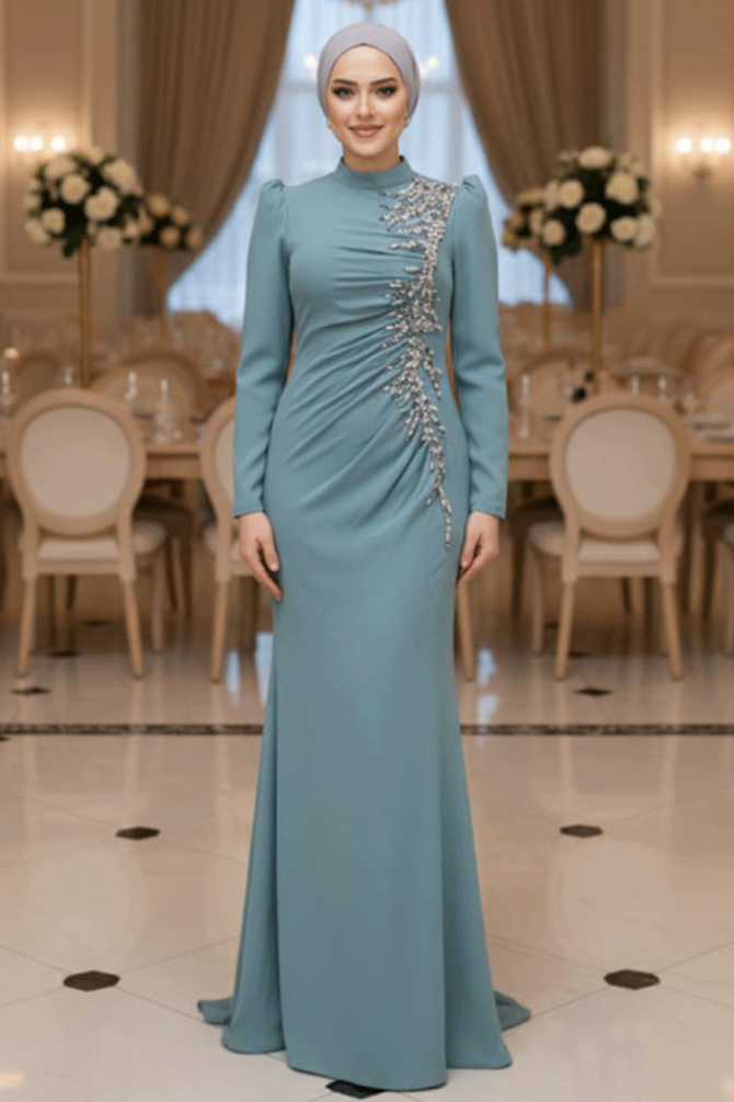 Modest Almond Green Prom Dress 4964CY - 1