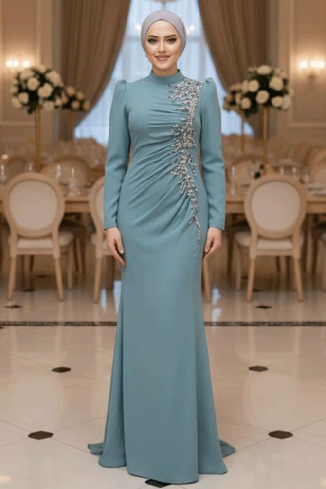 Modest Almond Green Prom Dress 4964CY - 1