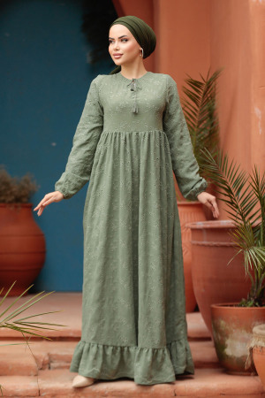 Modest Almond Green Summer Dress 23201CY - 5