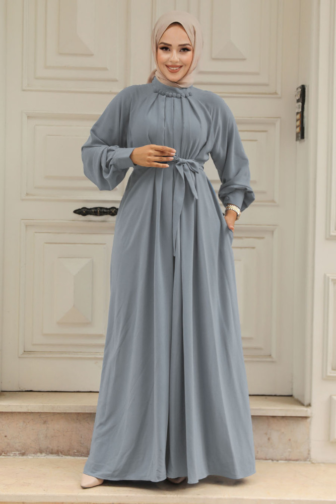 Modest Anthracite Abaya Dress 330113ANT - 1