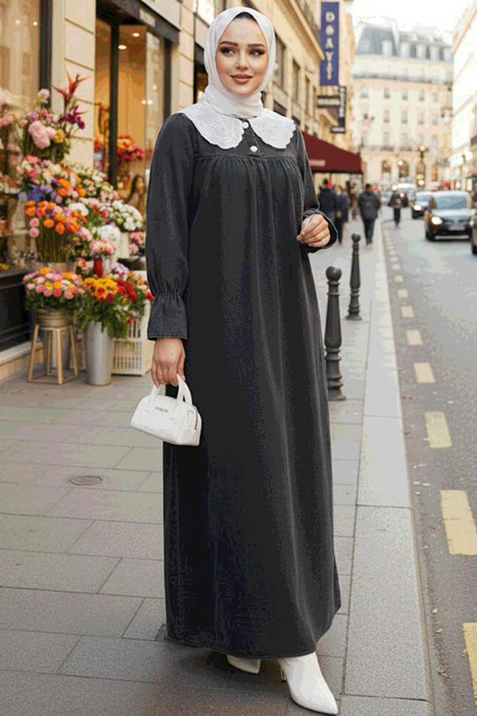 Modest Antrasit Denim Dress 19120ANT - 1
