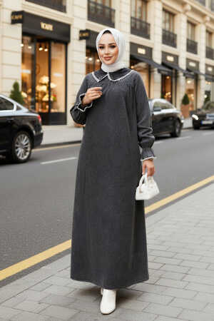 Modest Antrasit Denim Dress 19123ANT - NEVA STYLE