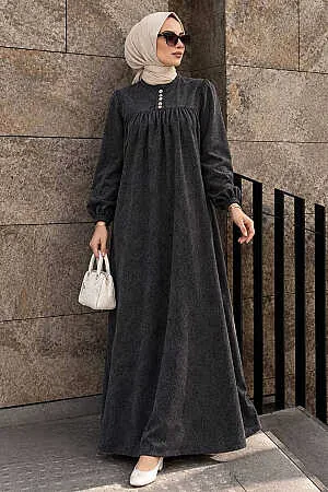 Modest Antrasit Denim Dress 19124ANT 